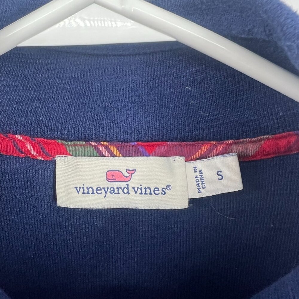 Vineyard Vines Shep Tartan Half Zip Navy Pullover Sweater Women's Small - Picture 3 of 5